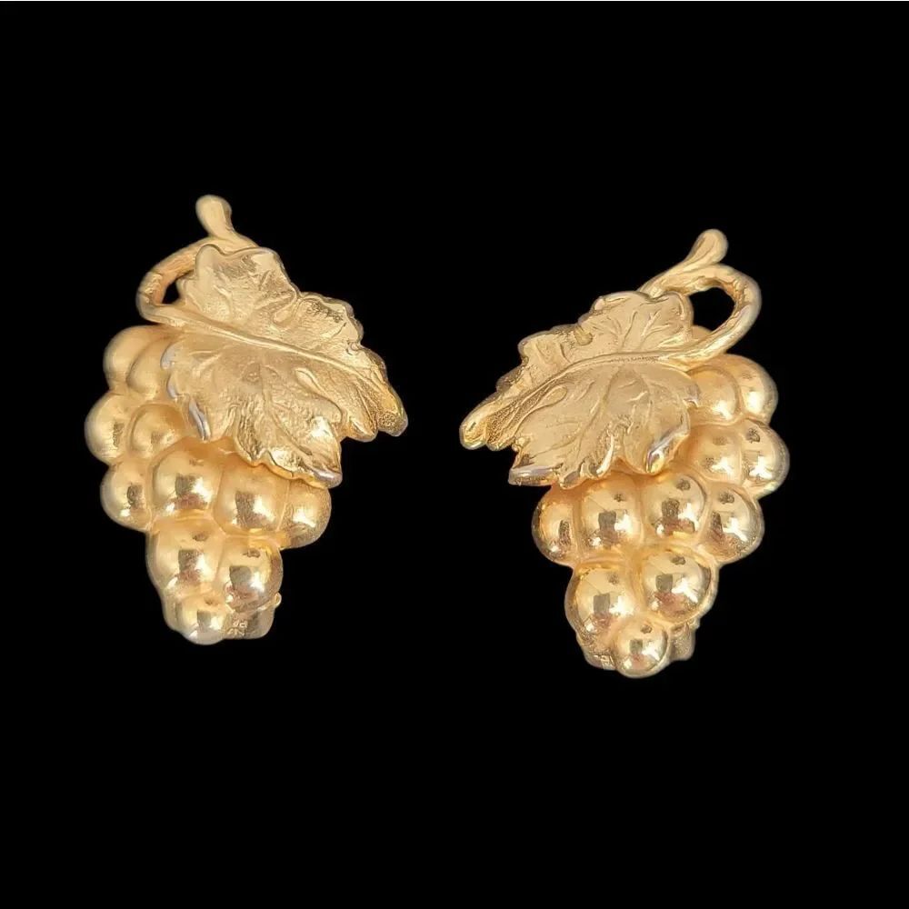 Napier Grape Cluster Gold Toned Clip-On Earrings